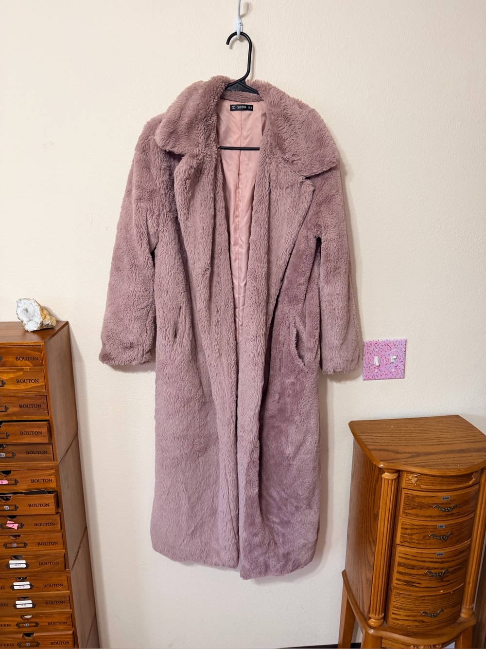 SHEIN long faux fur jacket size XS